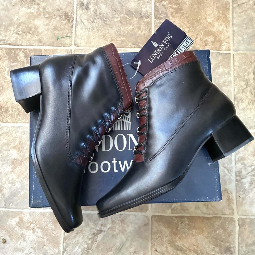 London Fog Leather Waterproof Ankle Boots